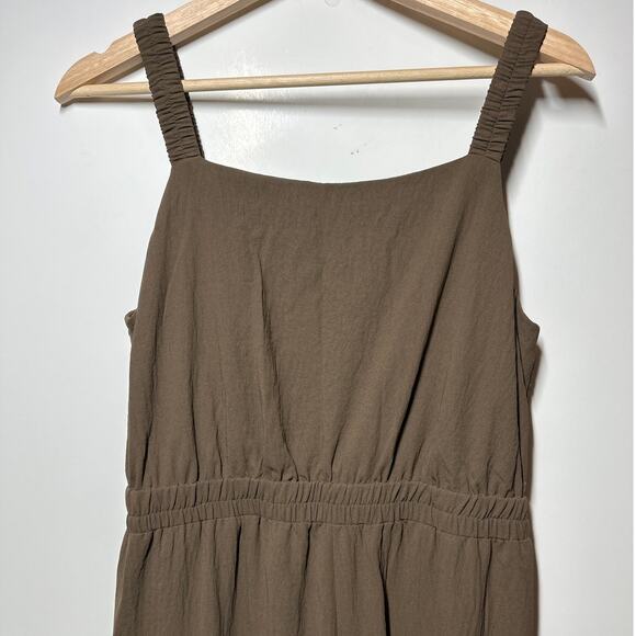 Jumpsuit Brown Flowy Wide-Leg Sleeveless One-Piece Boho Minimalist Style Size L - Picture 4 of 12